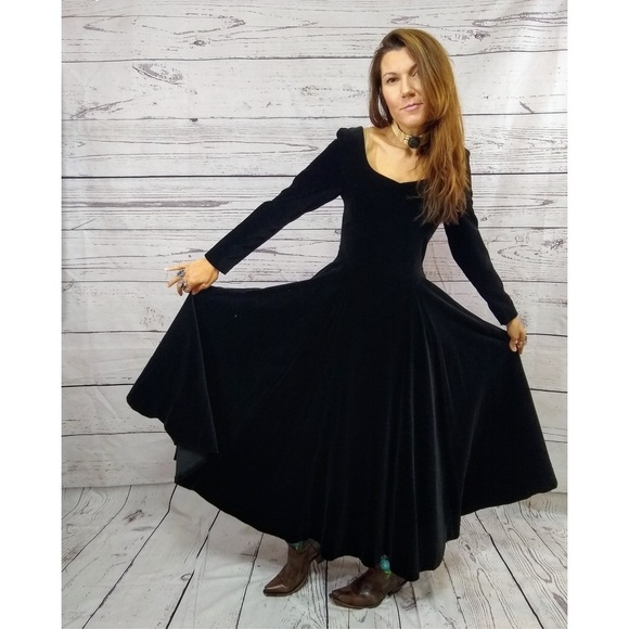 Vintage Dresses & Skirts - Classic black velvet vintage Laura Ashley dress